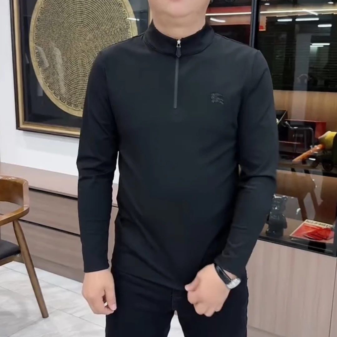 秋冬新款立领拉链长袖加绒卫衣修身显瘦户外轻奢保暖打底衫上衣男