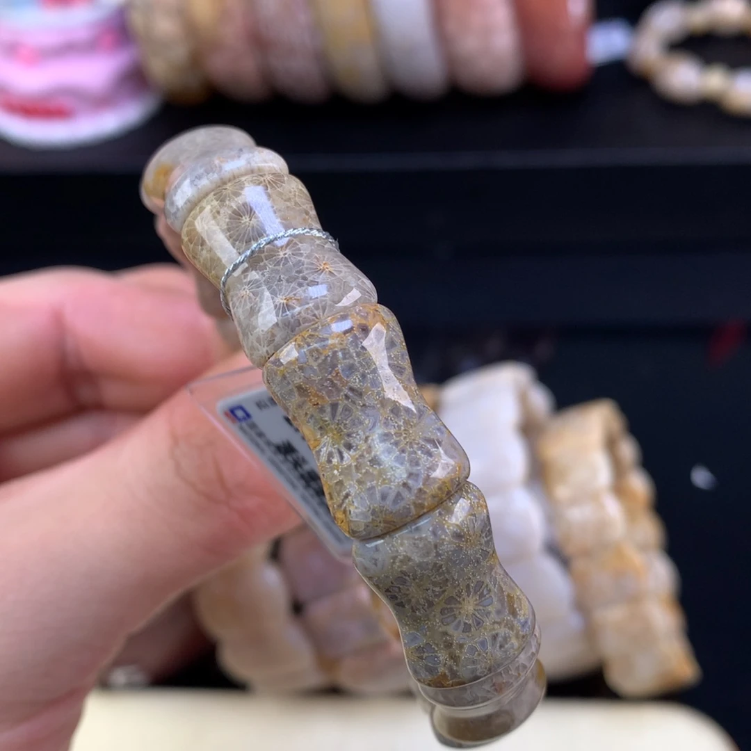 硅化珊瑚（珊瑚玉）未镶嵌颈饰29号竹节蕾丝