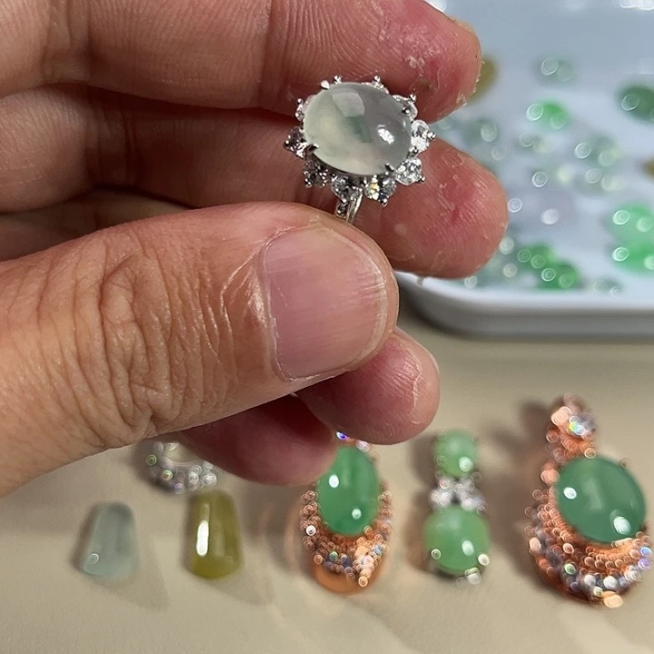 翡翠银S925镶嵌戒指