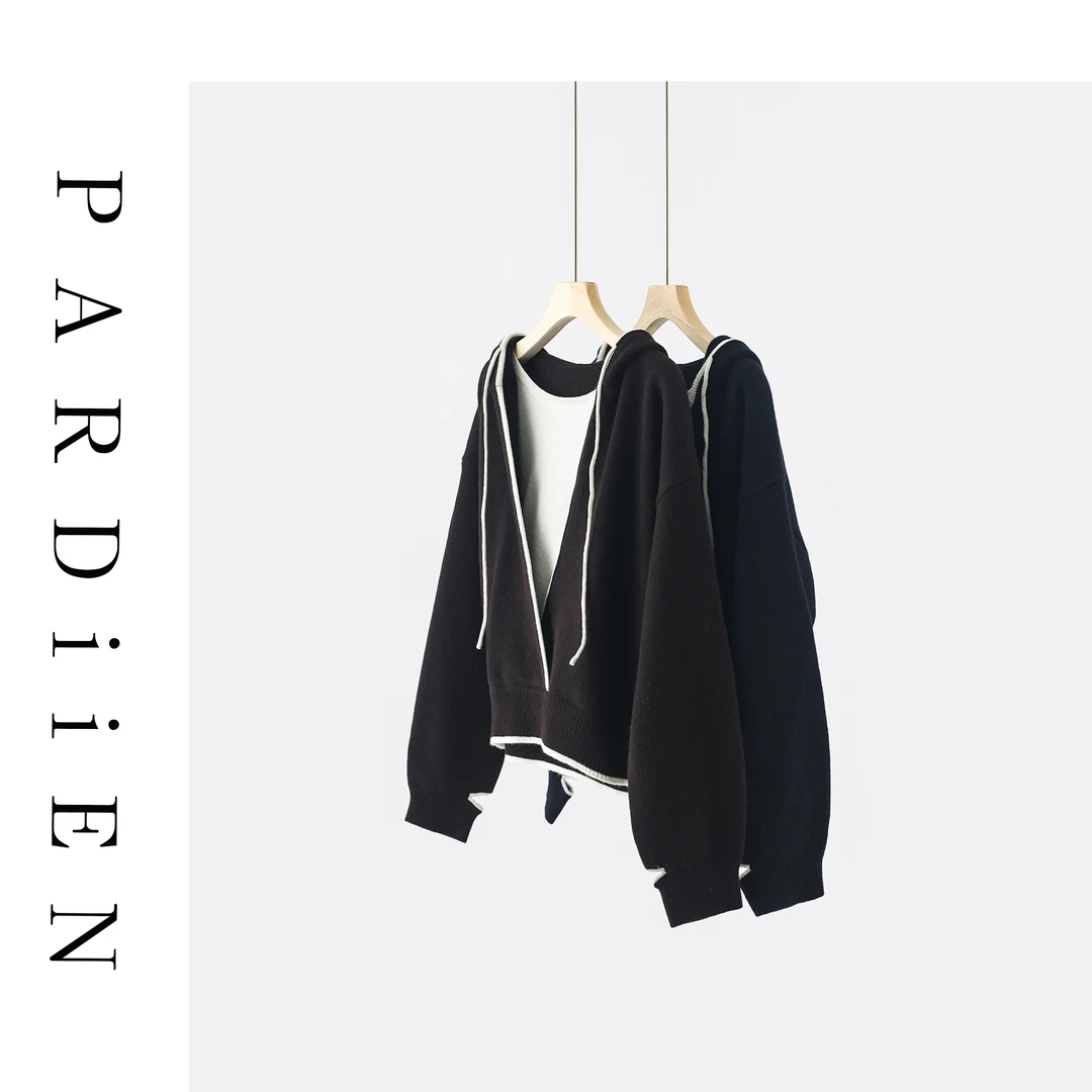 【北总严选】帕迪恩百搭假两件白边抽绳连帽衫24PD-661