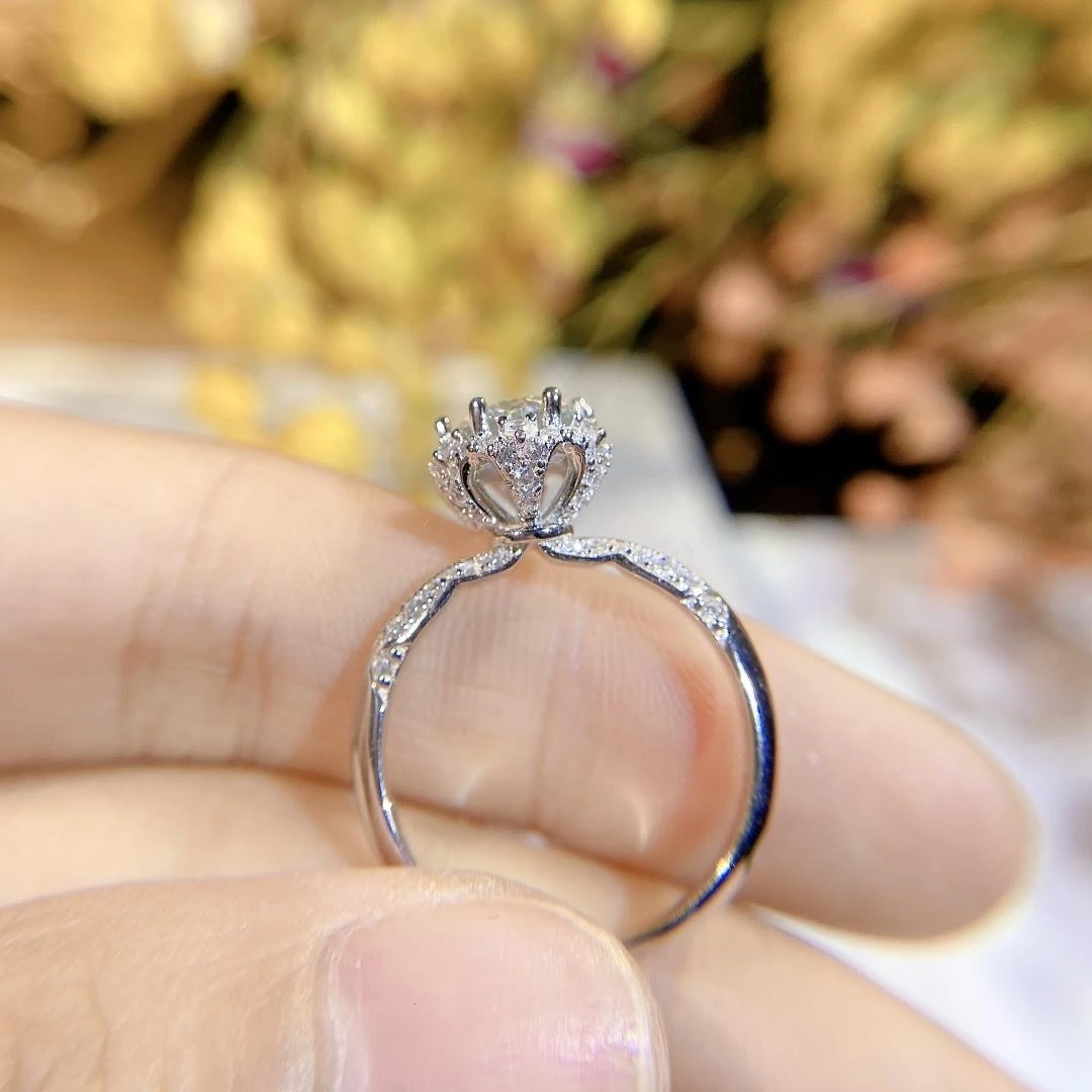 925银莫桑石银制品 【梦中婚礼女戒】1-2克拉 时尚婚戒/合成碳硅石