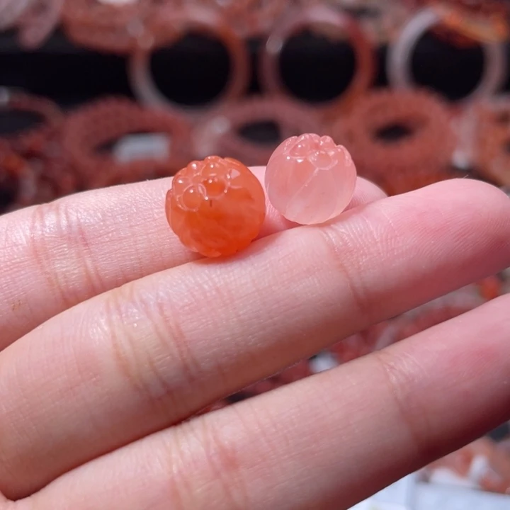 南红玛瑙未镶嵌配饰手串莲花雕刻珠1418