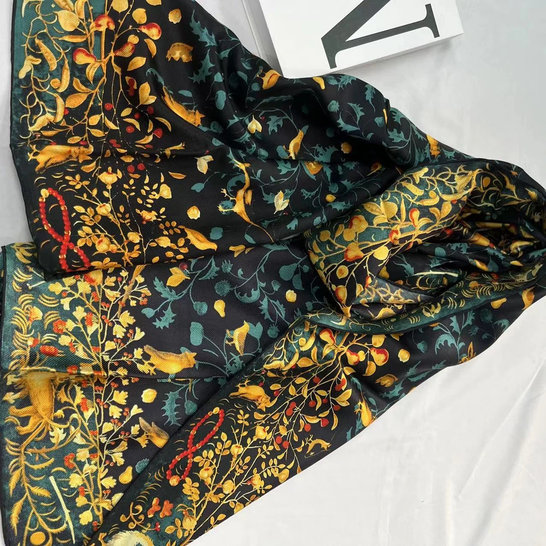 人字纹长巾-金铃花草 85*180cm丝巾