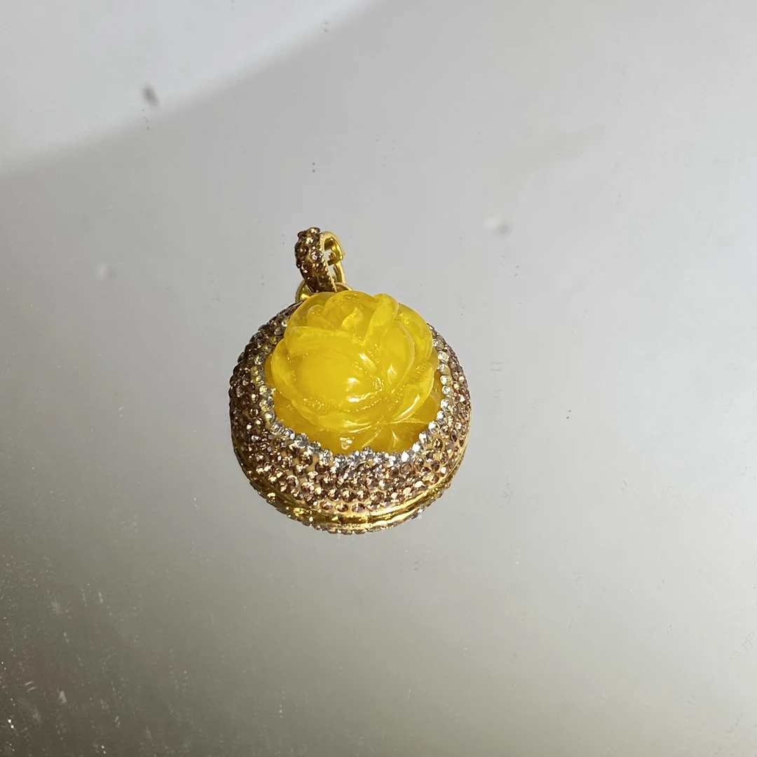 铜合金合成锆石吊坠 TTSD 黄色玫瑰花轻奢设计款吊坠 1552