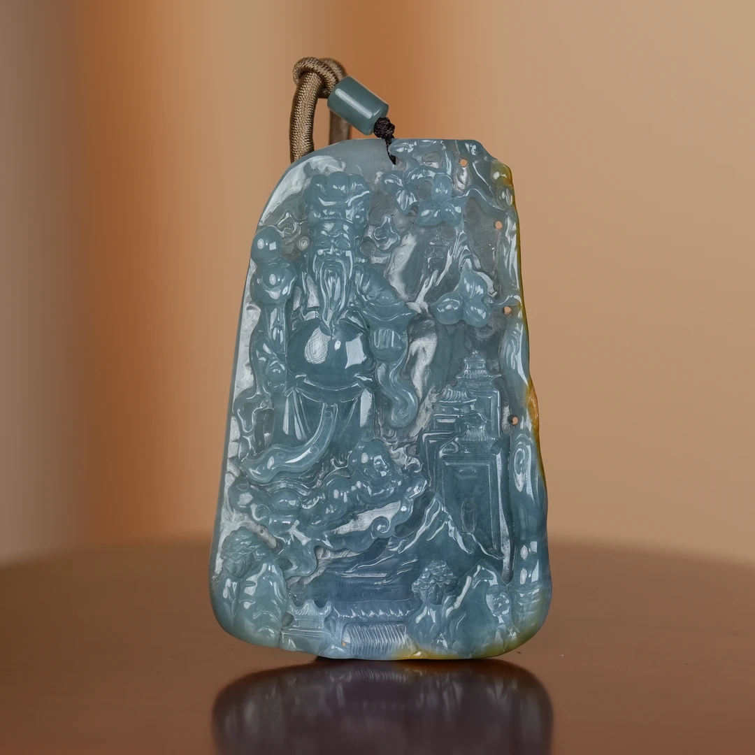 翡翠财神山水牌/XA1502中贸圣佳拍卖