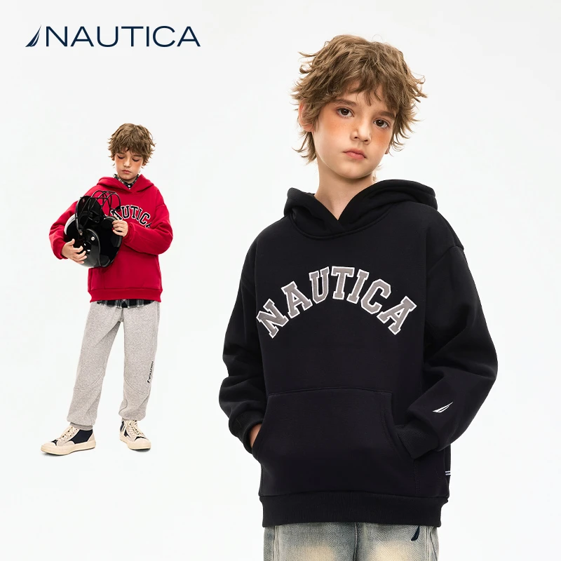 NAUTICA童装 【自发热】摇粒绒加绒连帽卫衣秋冬季儿童美式复古经典