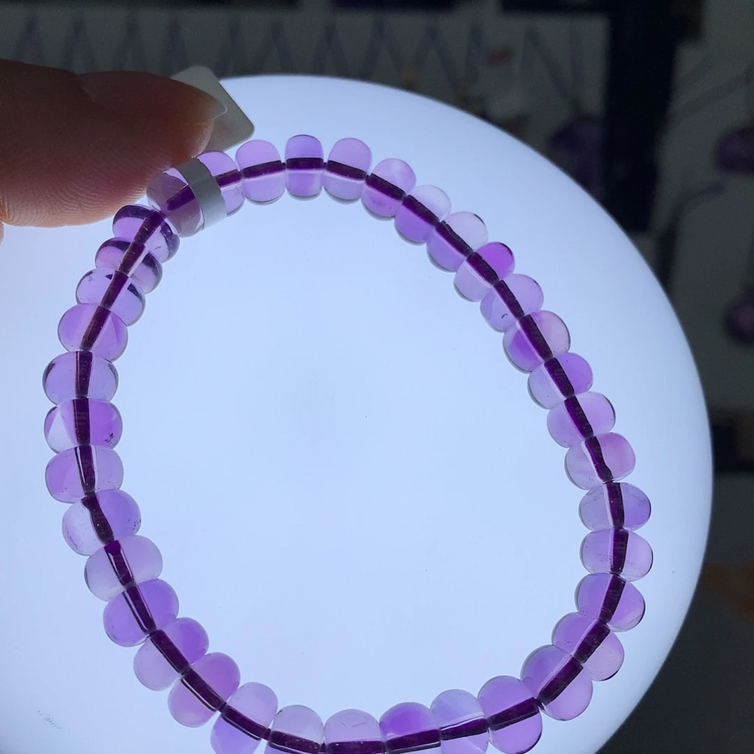 珠宝半成品紫晶未镶嵌L 算盘手串孤品