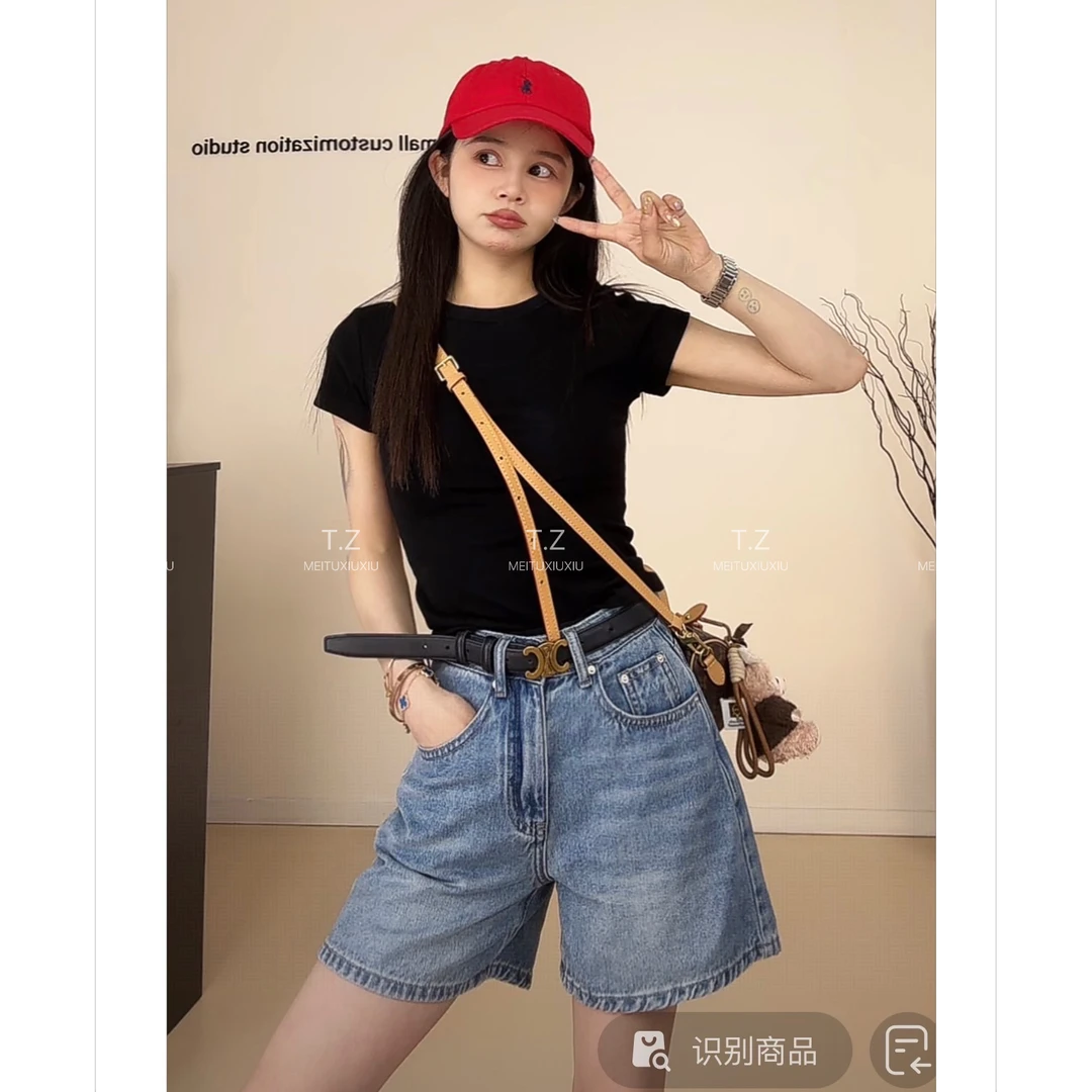 【婷子定制】~150小个子改版夏款休闲百搭三分牛仔短裤2615