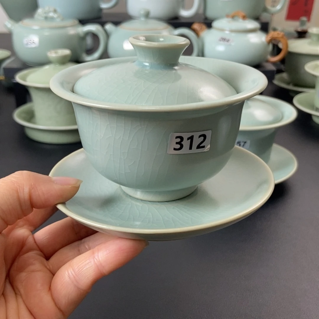 二级品仿古釉元宝盖碗无礼盒