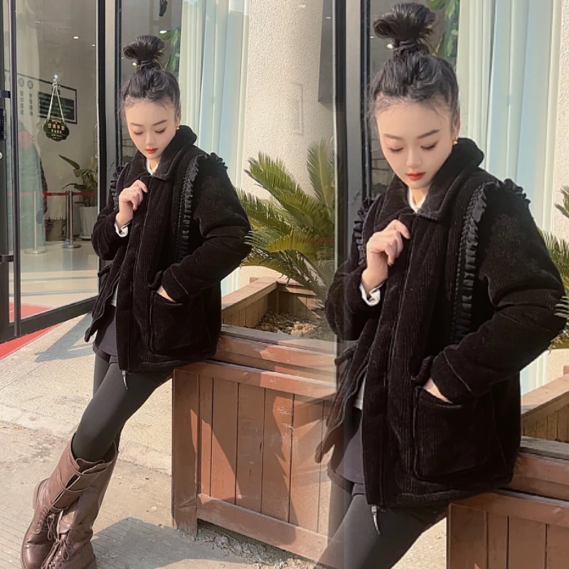 原创美拉德2024新款女士加绒加厚睡衣三层夹棉冬季长款家居服套