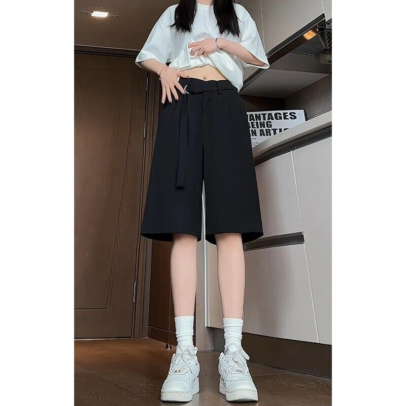 冰丝速干短裤男女夏季薄款休闲过膝运动六分裤大码宽松五七分西裤