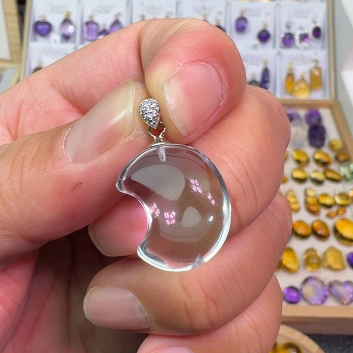 水晶颈饰银S925镶嵌吊坠