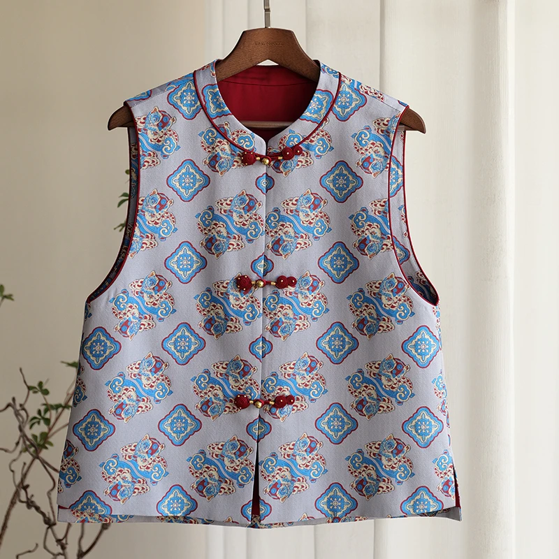 『微兰』新中式满分桑蚕丝国风宽松气质马甲DHSQ3761