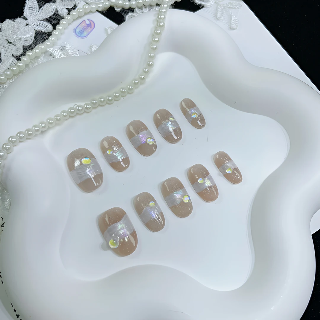 A1560『布灵泡泡』甜美通勤布灵泥仙粉膏水滴泡泡纯手工制作穿戴甲