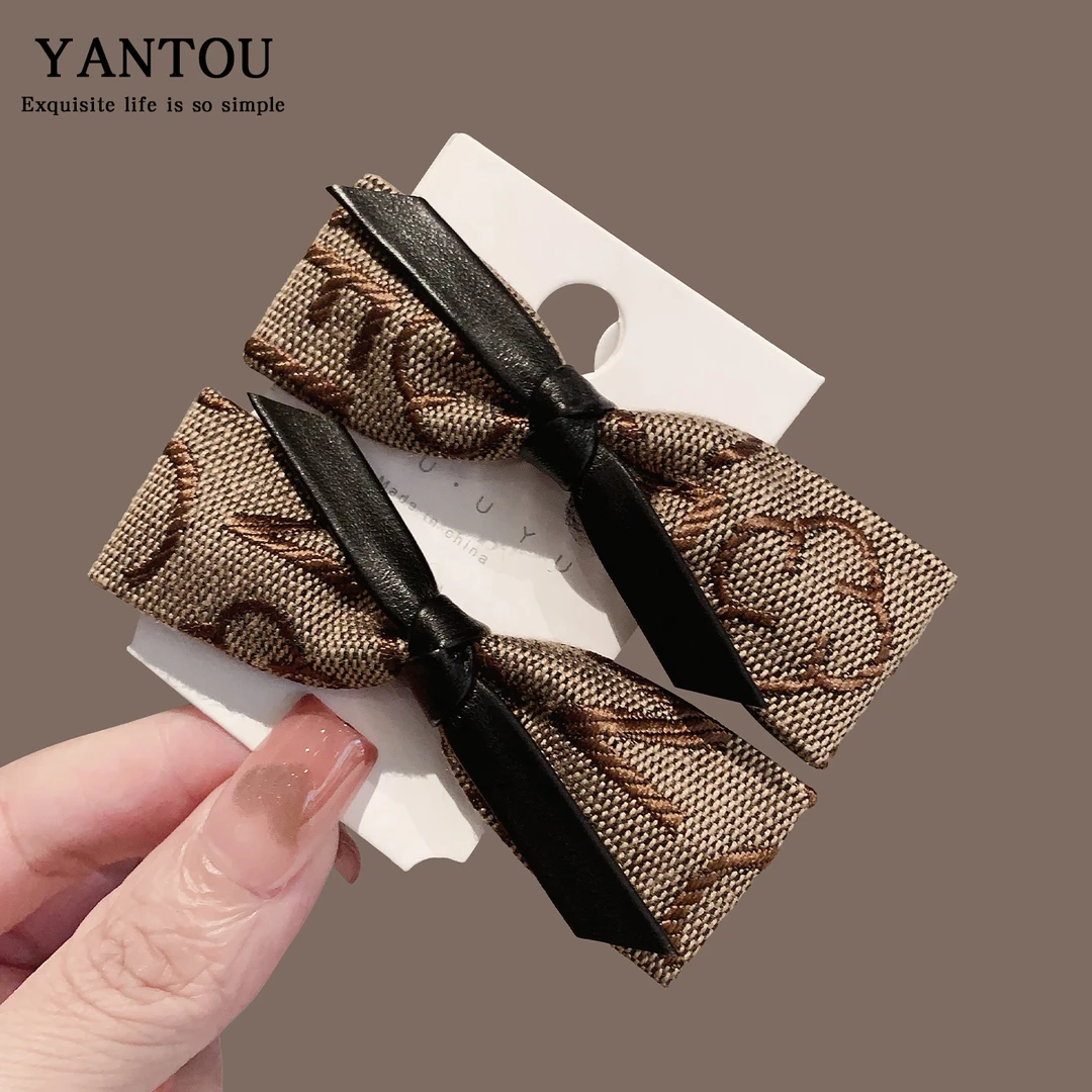 小众蝴蝶结布艺发夹女甜美气质鸭嘴夹侧边刘海碎发夹子高级感发卡