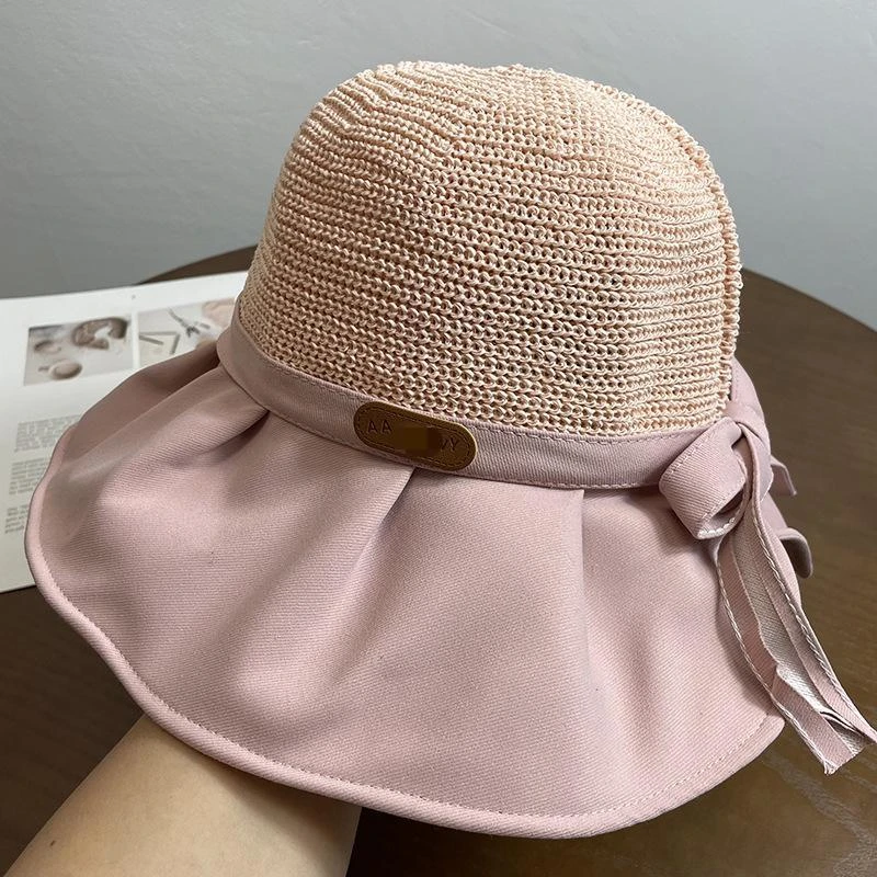 大帽檐遮脸渔夫帽女夏天遮阳帽韩版百搭出游防晒草编太阳帽子薄款