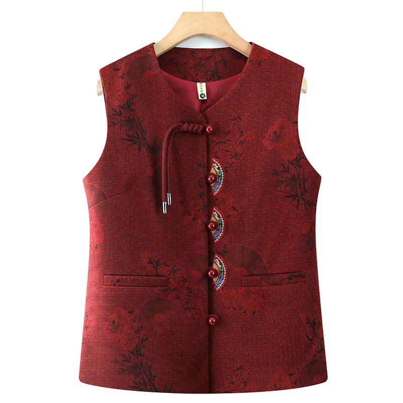 中老年人春装马夹外套女奶奶上衣妈妈宽松马甲国风春秋唐装背心