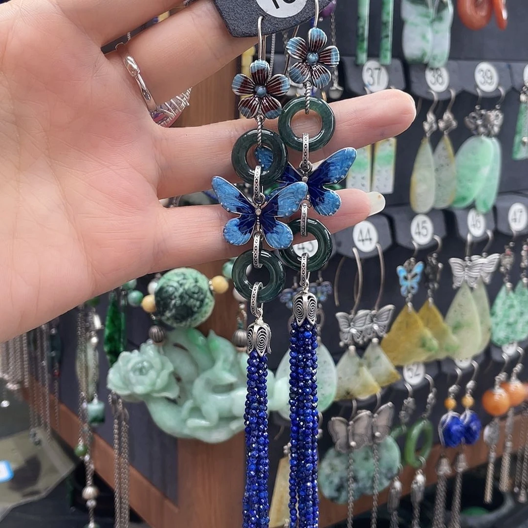 青金石耳饰银S925镶嵌用****7822gnkjhhh