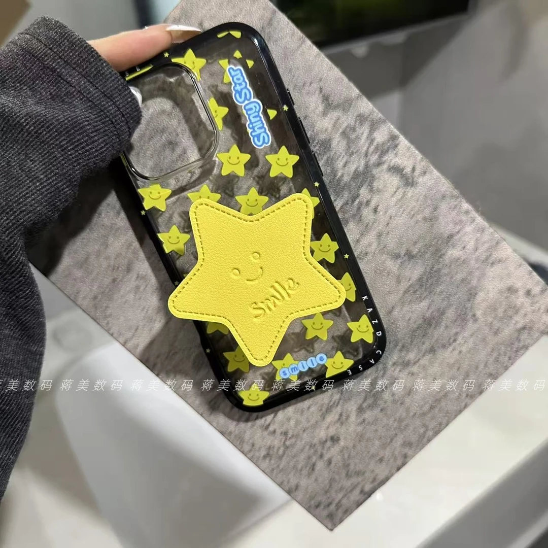 韩边透蓝星星适用16Promax苹果15Pro手机壳14/13潮牌14个性15Prom