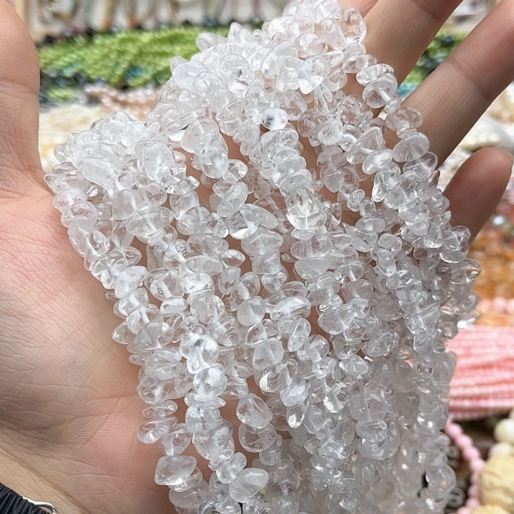 玛瑙/玉髓珠宝半成品未镶嵌一条白水晶碎石75cm左右