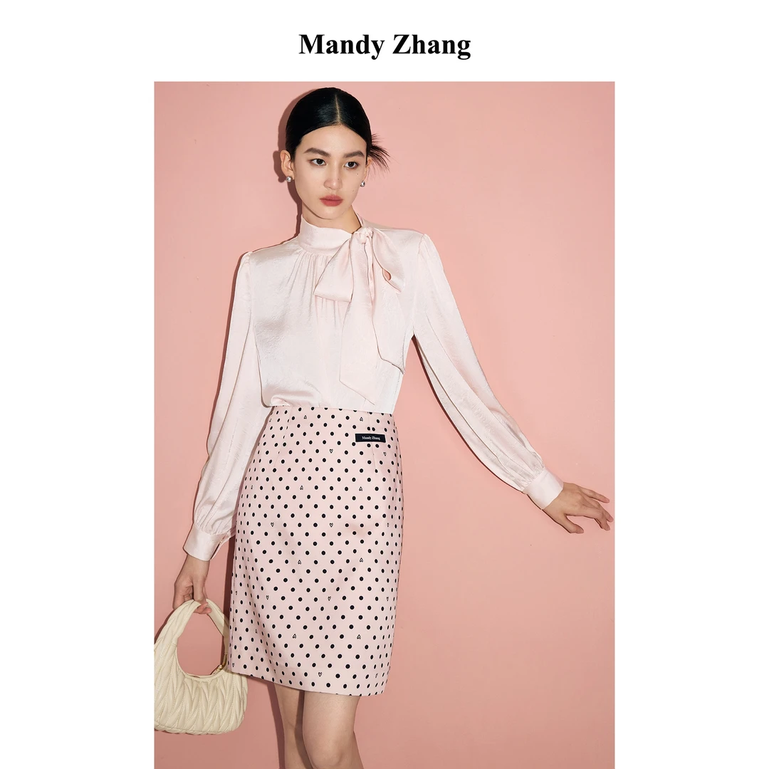 【初依专属】MandyZhang飘带衬衫女秋长袖短上衣MCY3088