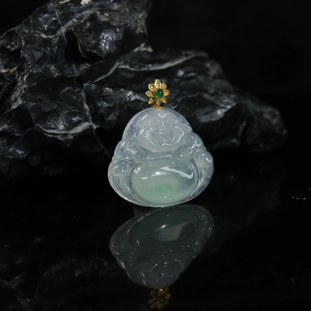 46天然缅甸翡翠A货18k佛公/500407/上海嘉禾拍卖