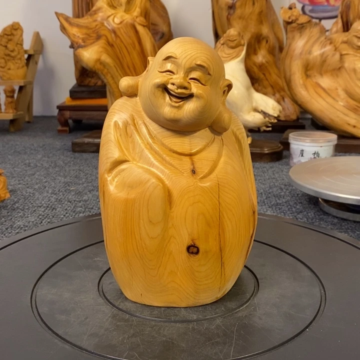 柏木（崖柏）崖柏弥勒佛摆件根雕工艺品