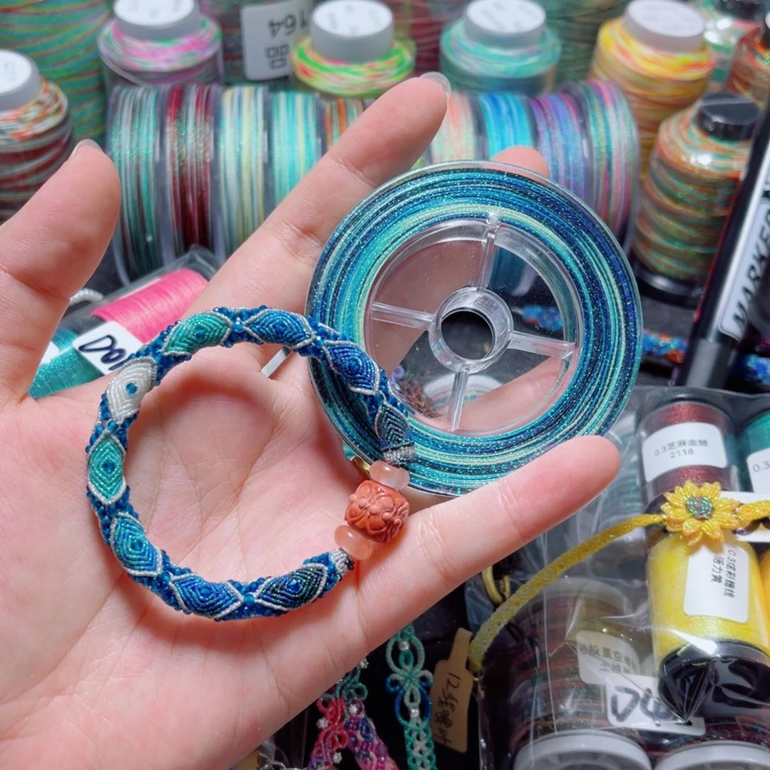 腈纶0.3星空段染蜡线防尘盒蓝色大海