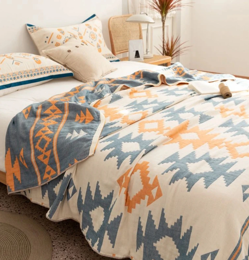 【盖毯】原棉原色纱四季通用多层纱布150*200cm 棱型