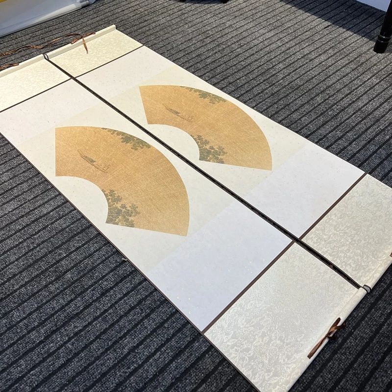 水墨景甄选[扇面横幅]半生半熟书法专用作品级空白卷轴全绫精裱