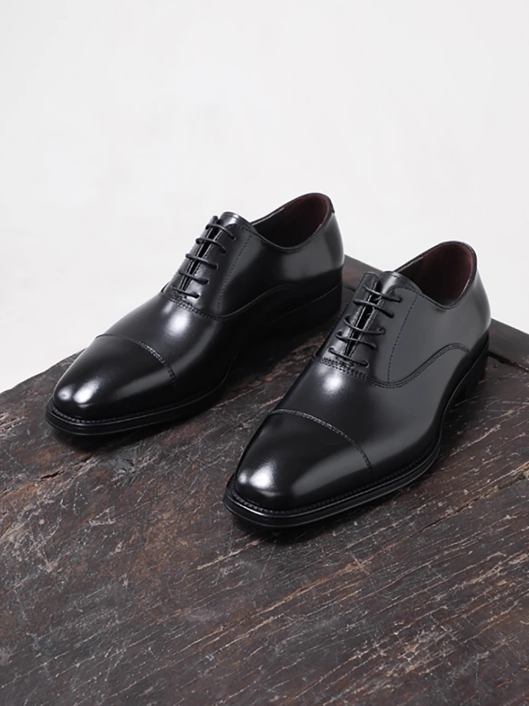 高品质时尚大气真皮透气手工鞋英伦风商务正装皮鞋三接头潮流男鞋