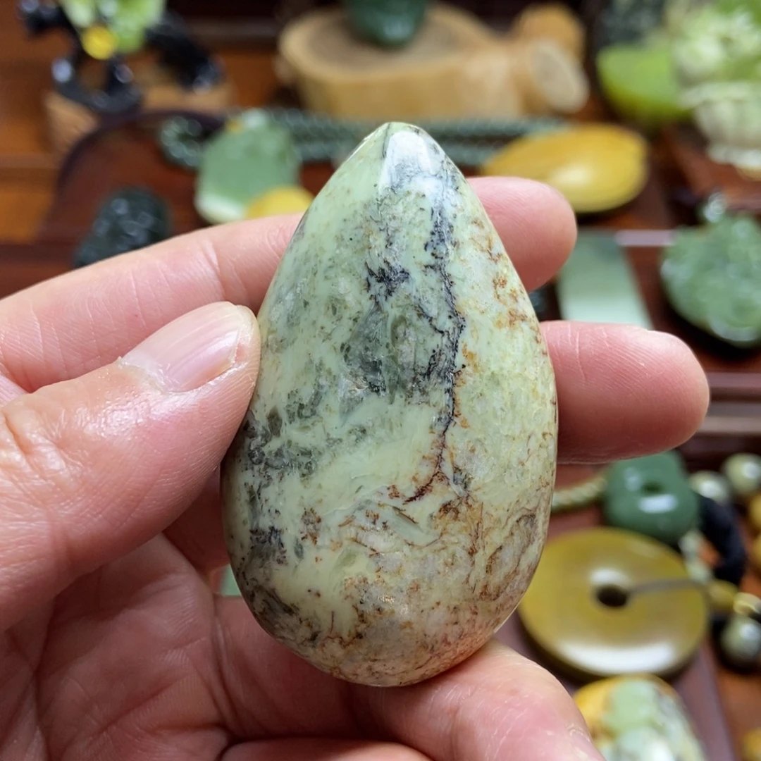 岫岩河磨玉（透闪石质玉）手把件未镶嵌