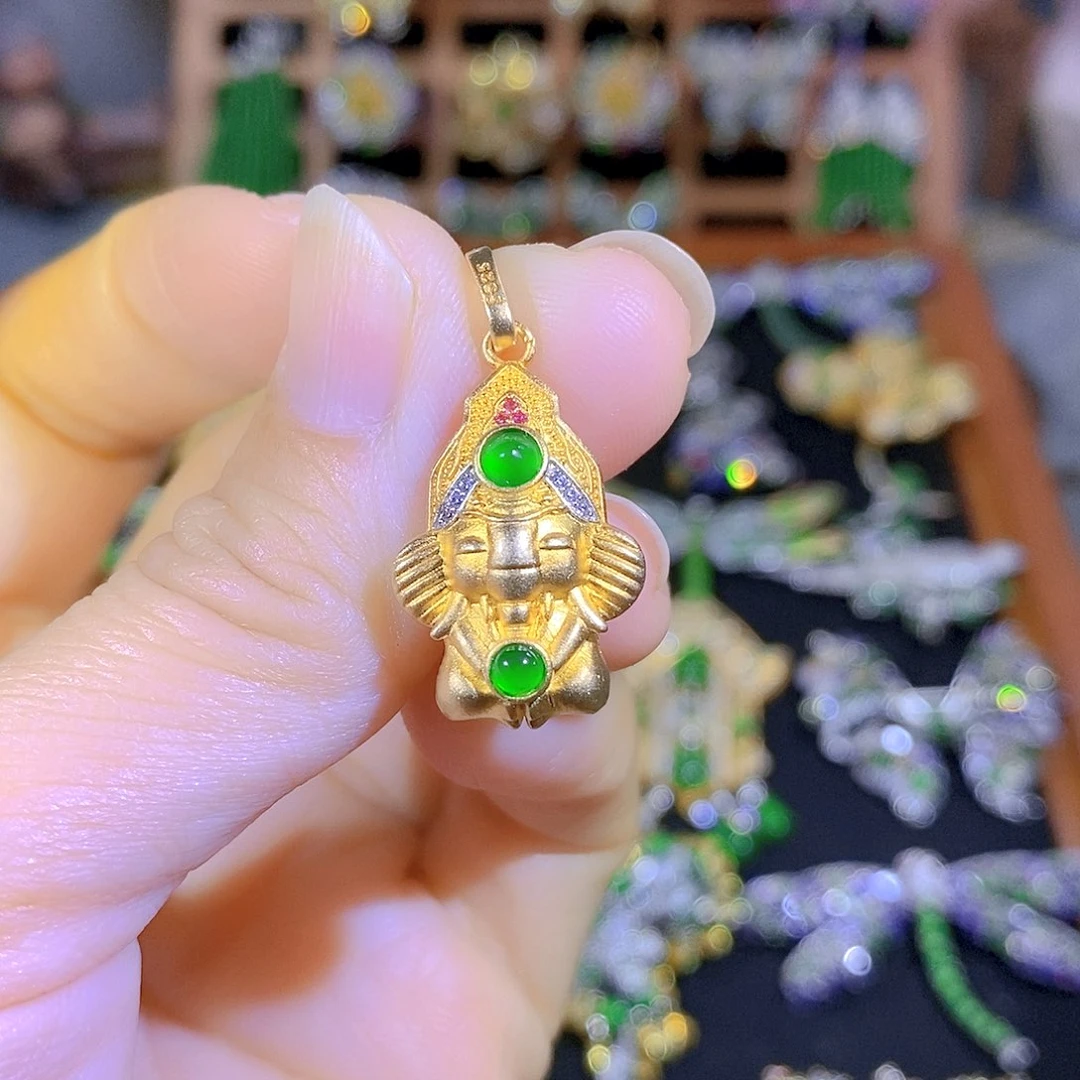 吊坠(不含链)银S925镶嵌翡翠