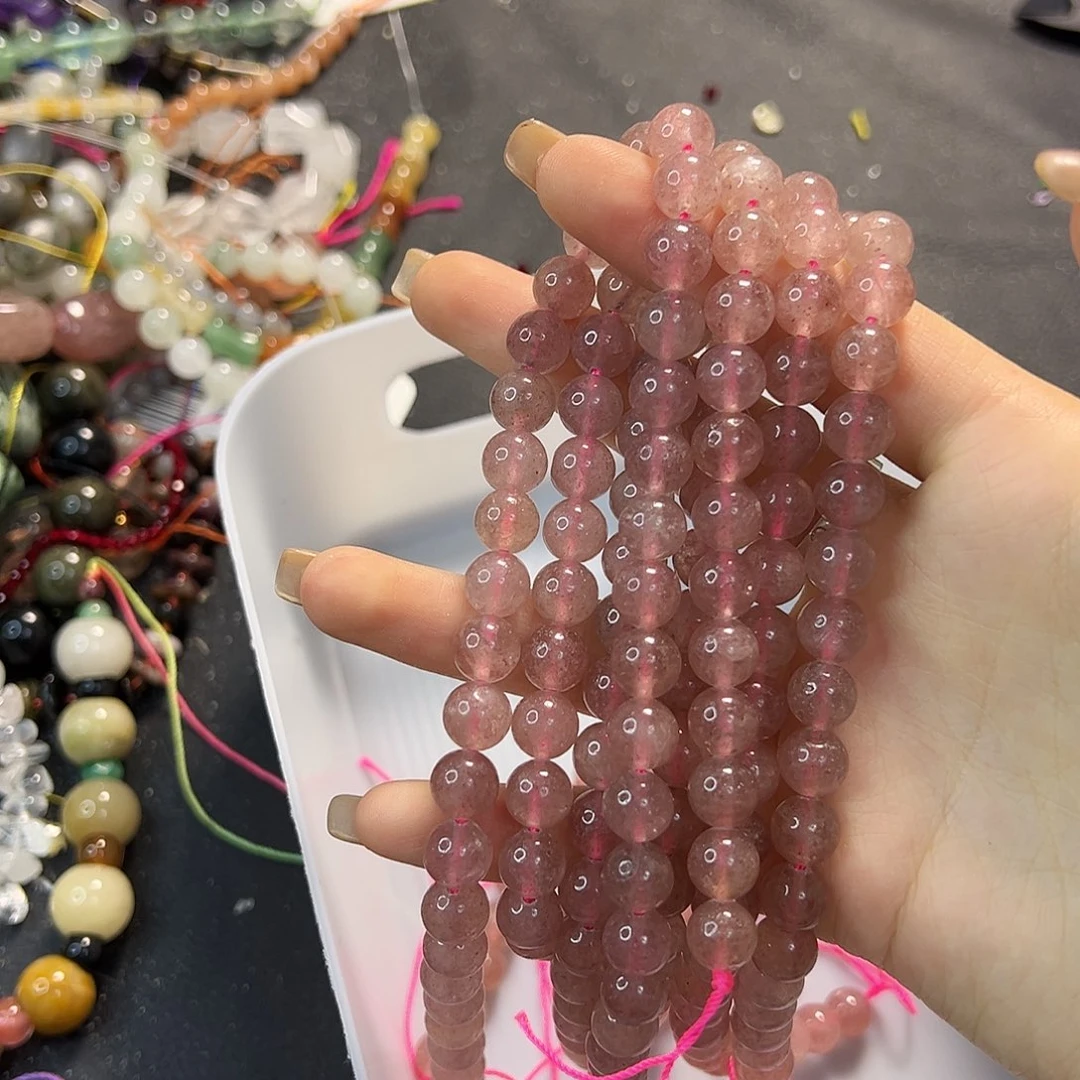 玛瑙/玉髓散珠草莓晶卡8