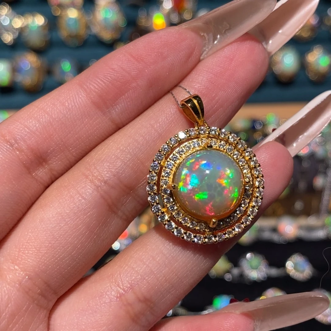 欧泊银S925镶嵌吊坠