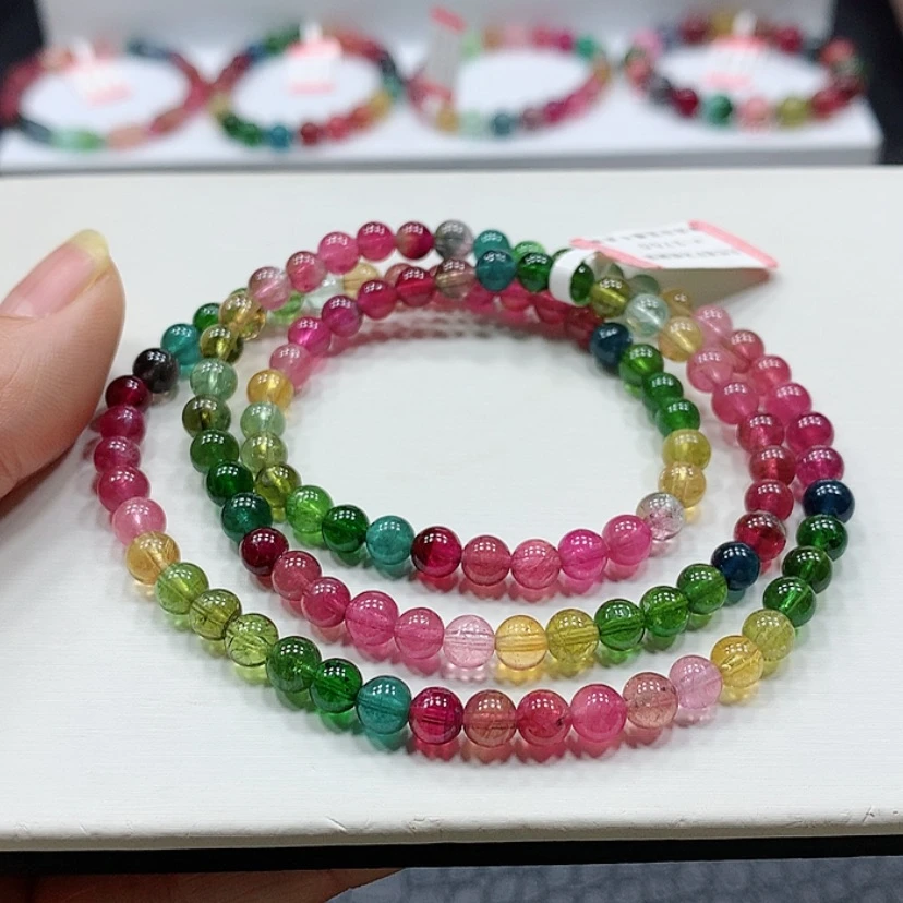 【闪购商品】碧玺手链未镶嵌老矿彩虹碧玺盘算手链