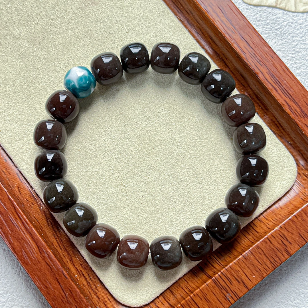 全烟灰老型桶珠盈哚手串10*9mm   F30BTB5461009-019