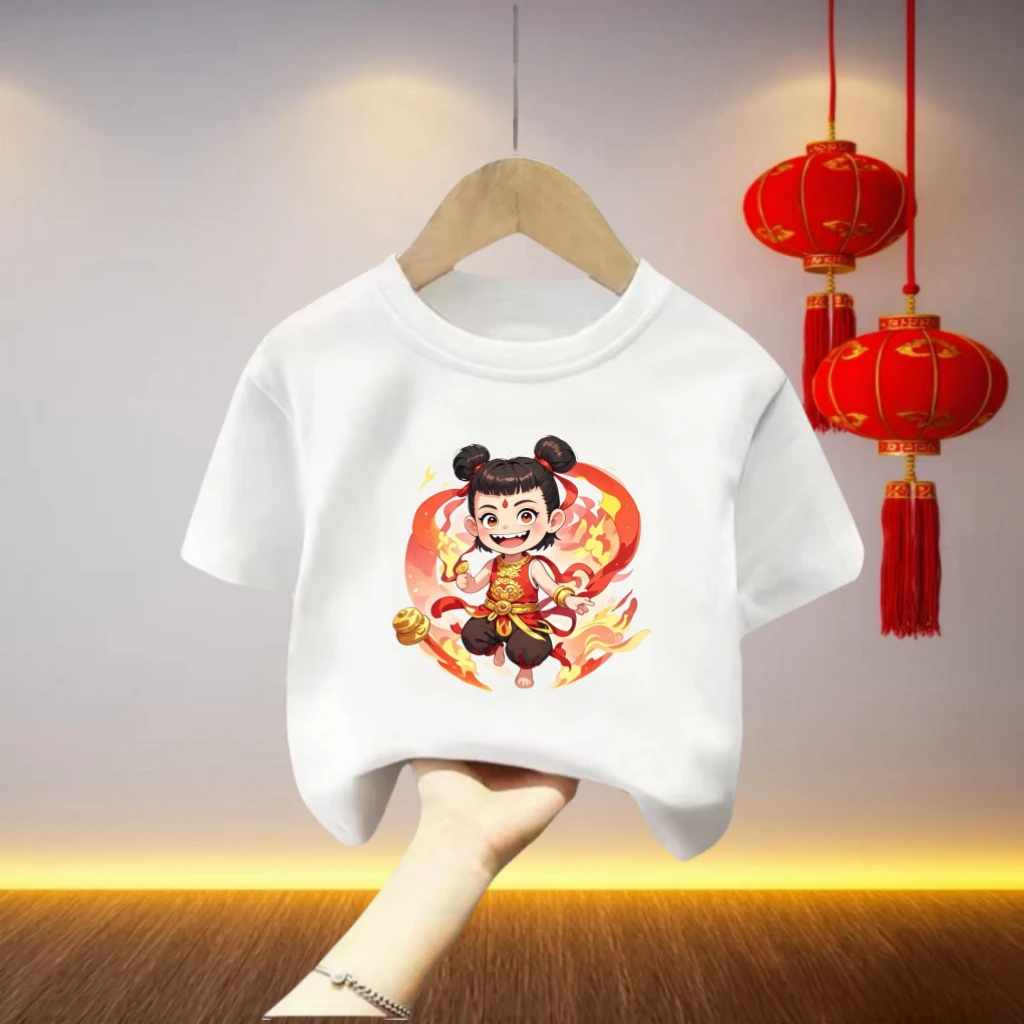 男童哪吒短袖t恤纯棉2025新款夏季儿童半袖体恤男孩衣服女童夏装