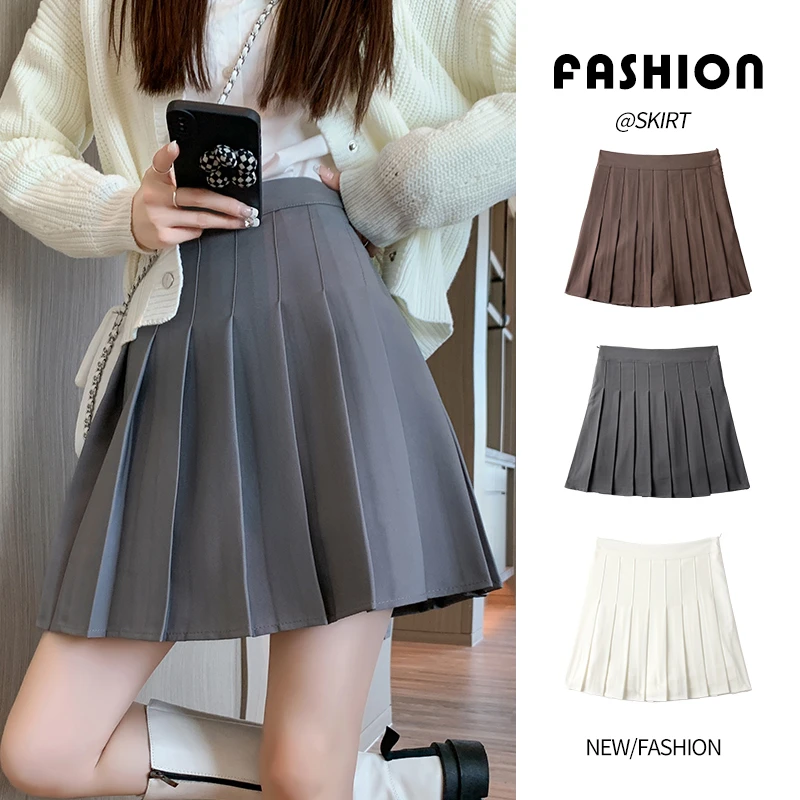 黑色高腰百褶裙女洋气新款防走光小个子短裙显瘦显高a字半身裙子