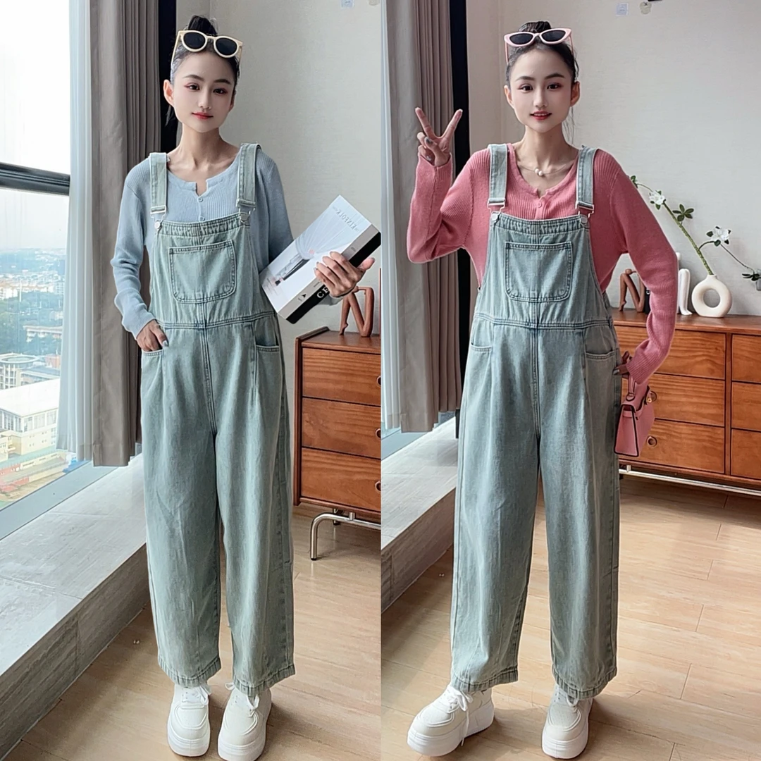 春夏季孕妇装宽松休闲外穿牛仔长裤显瘦时尚孕妈减龄背带裤