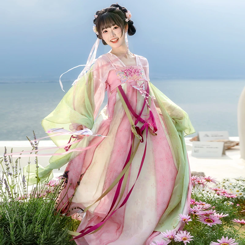 重回汉唐 茉莉胭脂 正品原创唐制齐胸套装日常轻汉服女成人