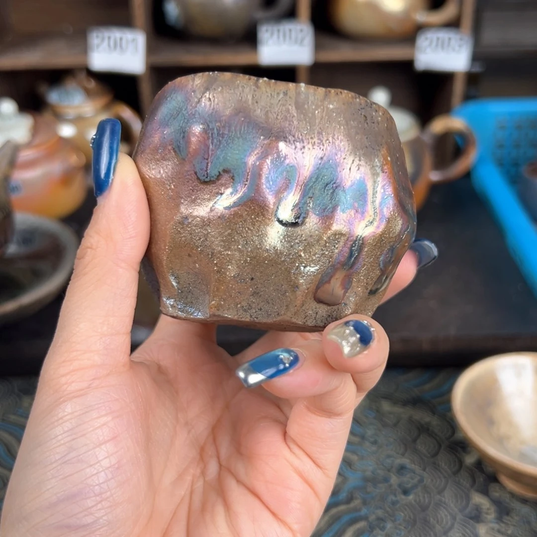 杯柴烧茶器铁胎主人杯