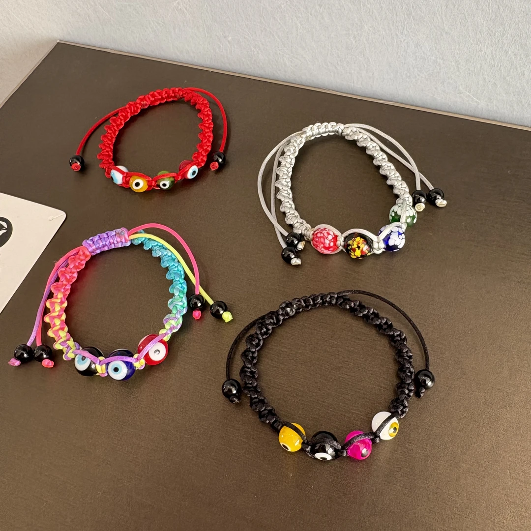 非金属玻璃手链 非金属布艺 蓝眼睛koz手工手链编织转运儿童情侣