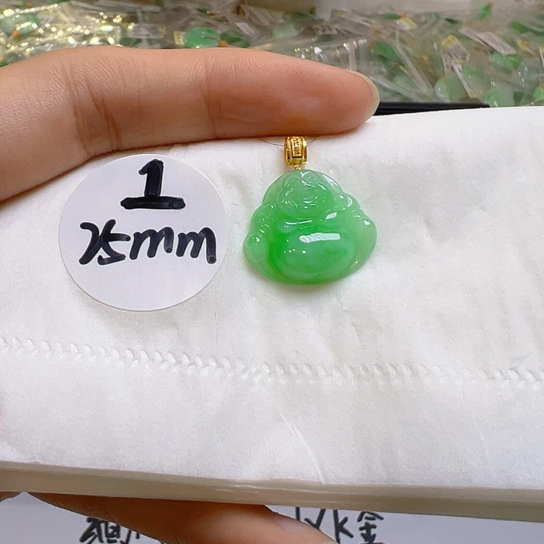 翡翠18K金镶嵌吊坠(不含链)翡翠