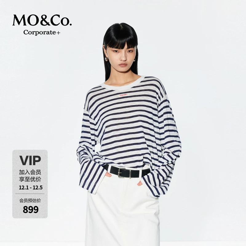 【C+系列】MOCO轻薄针织衫2025夏新品桑蚕丝棉麻交织MBE2SWT002