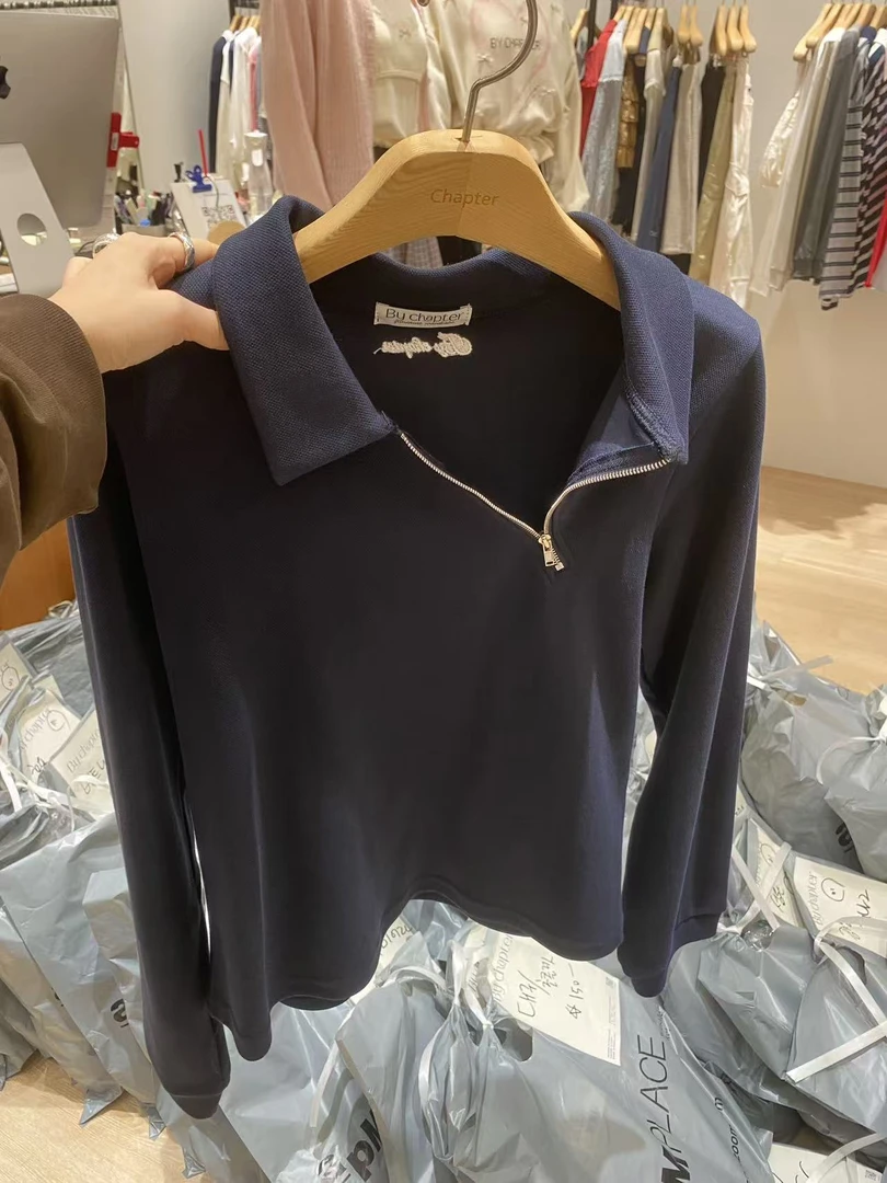 韩国东大门正品女装时尚polo领卫衣091513（NO退NO换）