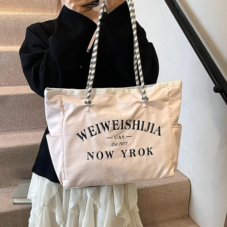 日系慵懒风手提袋ins韩风2025新款上班通勤单肩帆布包女学生上课