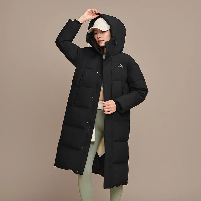 波司登【90绒】25冬季新时尚运动户外男女同款防风连帽大长款羽绒服