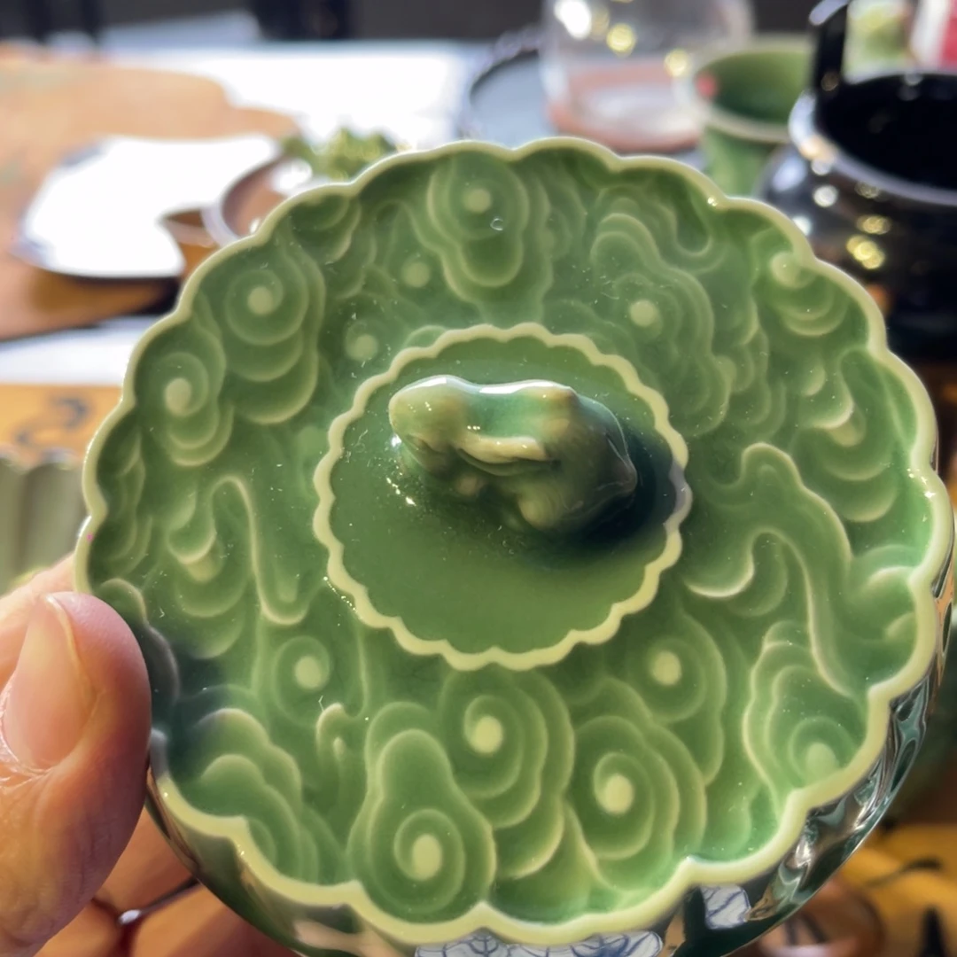 手工艺品琉璃龙泉青瓷盖置