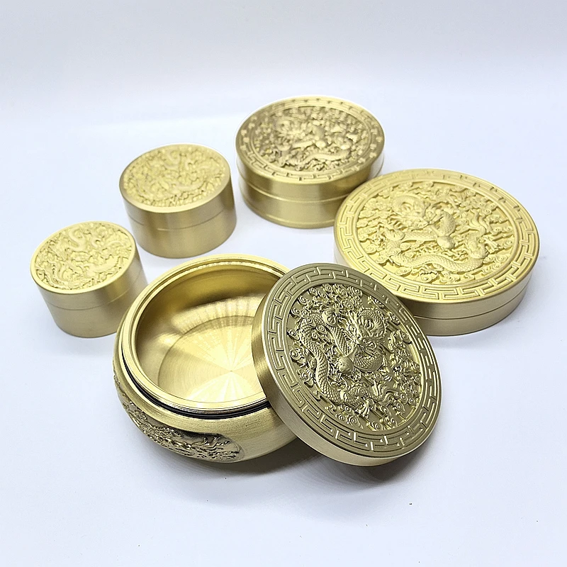 黄铜多功能墨盒砚台毛笔书法练字篆刻印泥盒防干密封便携不干墨